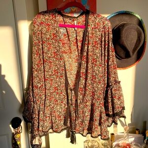 Free People Sheer Top Floral